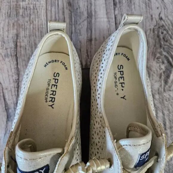 Sperry Top-Sider Crest Vibe Perf Sneaker SZ 5.5 Champagne Gold Memory Foam Tan S - Picture 9 of 11